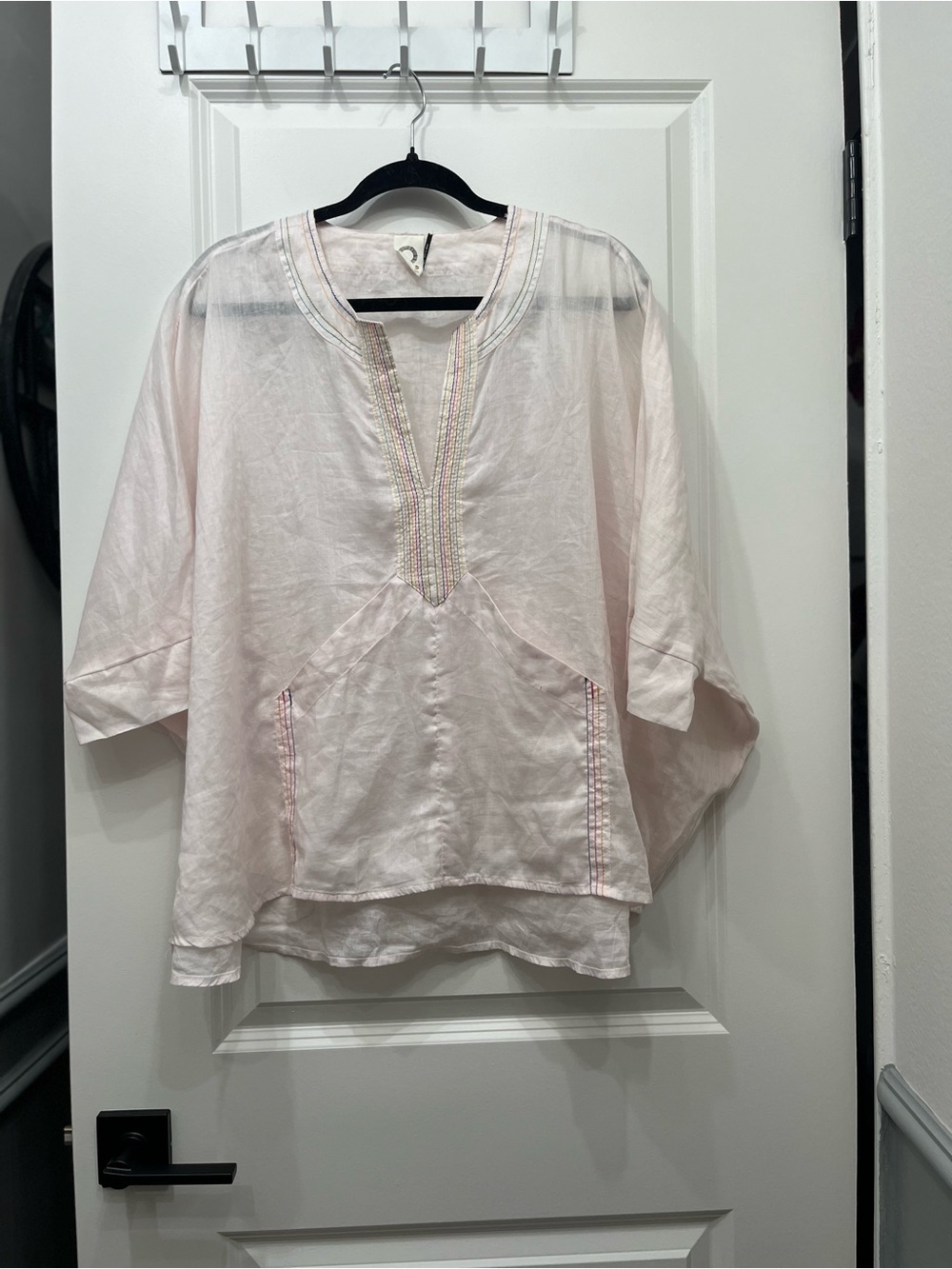Anthropologie Akemi + Kin Pale Pink Oversized Embroidered Tunic XS/S